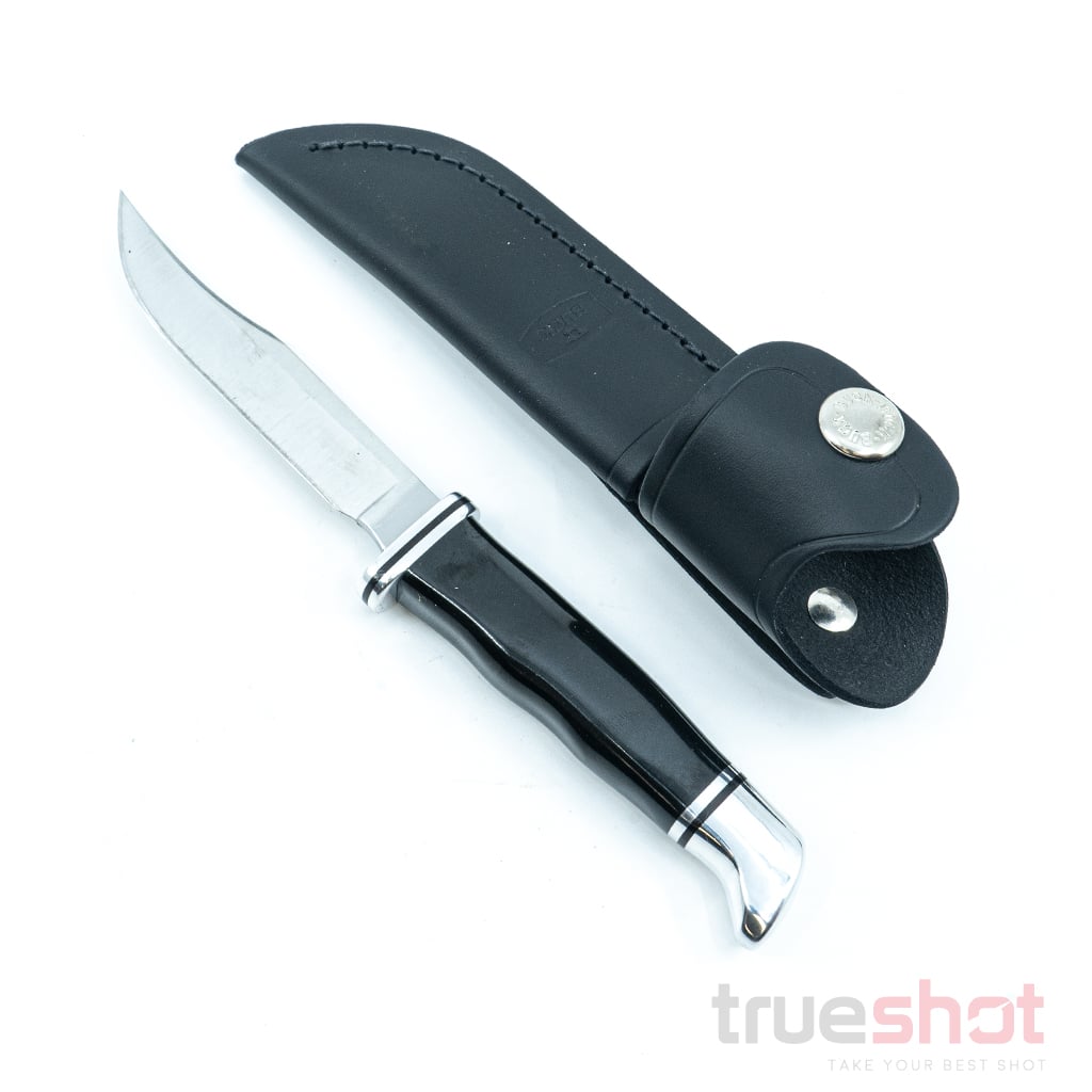 Buck - Woodsman - Black - Dymonwood - 420 Stainless - Satin - 4.00"
