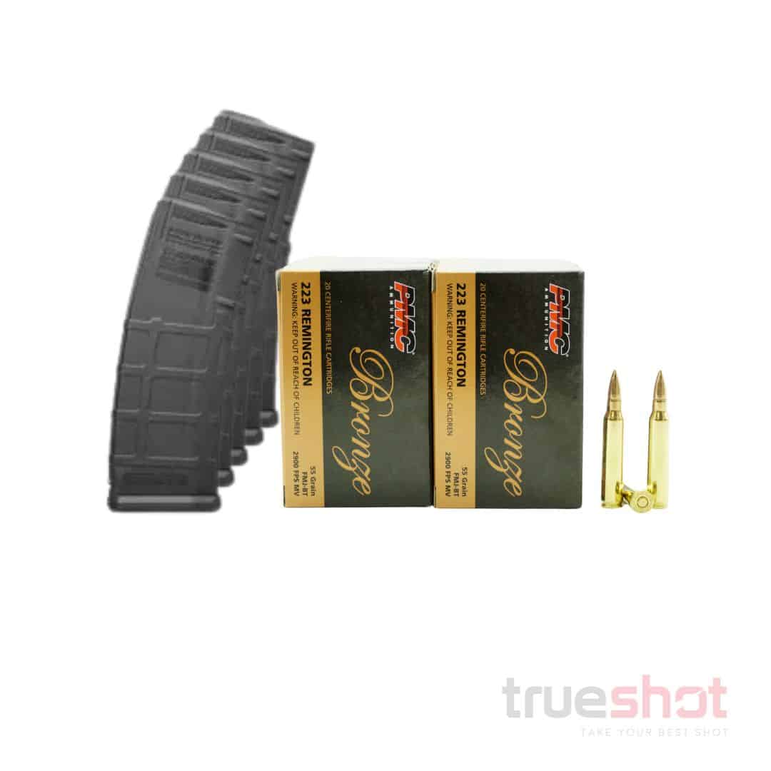BUNDLE DEAL: 5 Black 30 Round Magpul PMAG 300 Blackout AR-15 Magazine and 200 Rounds of Ammo