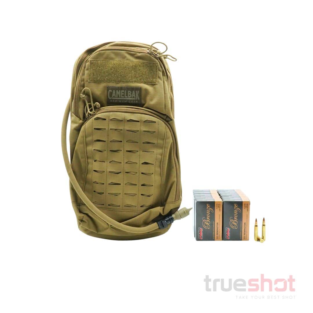 BUNDLE DEAL: Coyote CamelBak MULE Backpack with Reservoir and 200 Rounds of Ammo