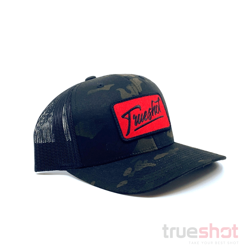 True Shot - Red Patch - Black Multicam - Trucker Hat
