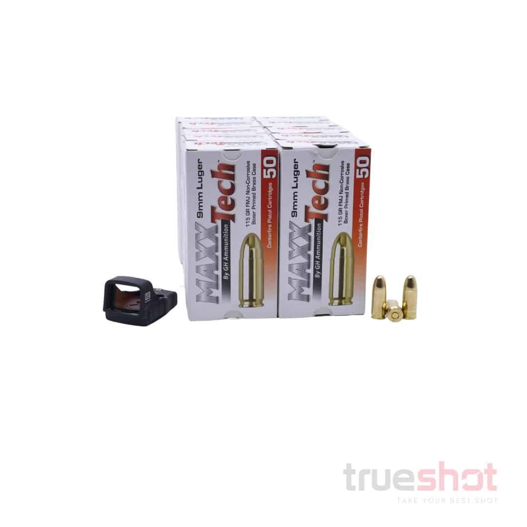 BUNDLE DEAL: Black EOTech ELFX Mini Pistol Red Dot Sight and 500 Rounds of Ammo