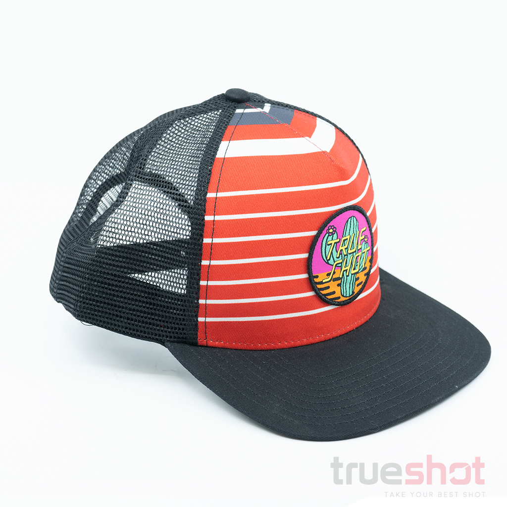 True Shot - Cactus Patch Stripe - Red - Trucker Hat