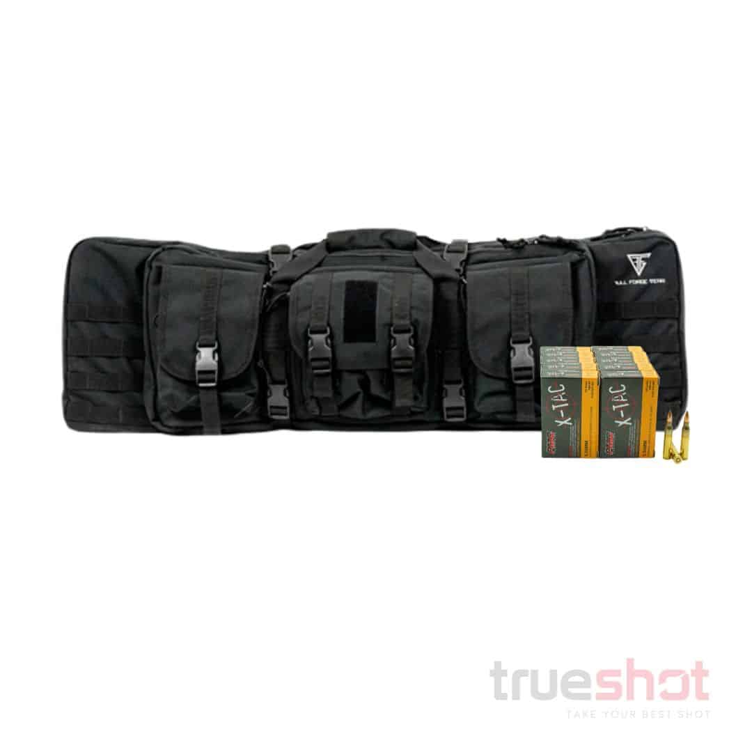 BUNDLE DEAL: Black Full Forge Gear Torrent Double Rifle Case and 200 Rounds of Ammo