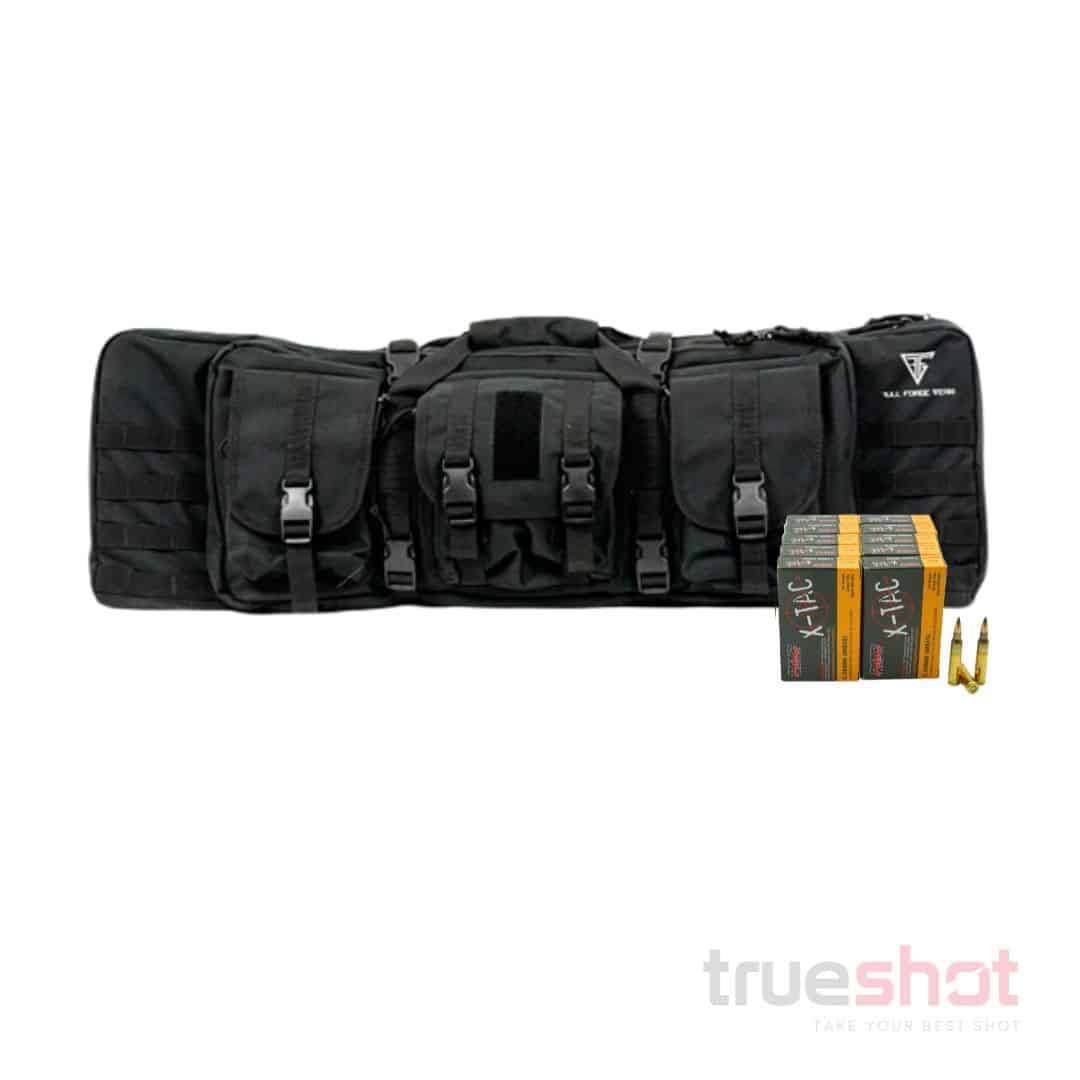 BUNDLE DEAL: Black Full Forge Gear Torrent Double Rifle Case and 200 Rounds of Ammo
