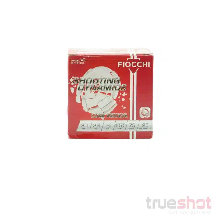 Fiocchi - Shooting Dynamics Low Recoil - 20 Gauge - #7.5 Shot - 2.75" - 3/4 oz. - 1075 FPS