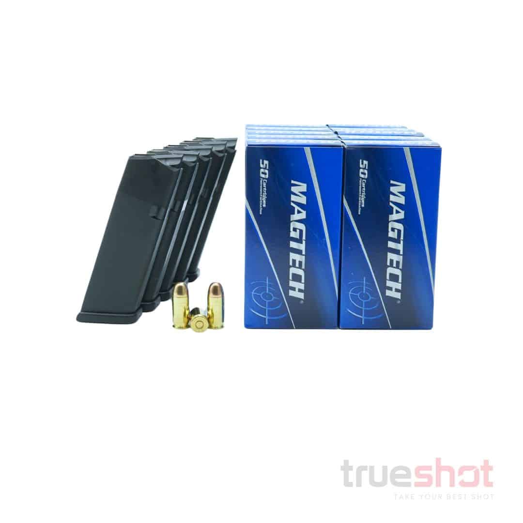 BUNDLE DEAL: 5 Black 13 Round Glock G21/G41 Magazines and 500 Rounds of Ammo