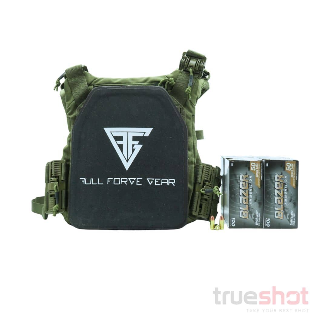 BUNDLE DEAL: Green Full Forge Gear Plate Carrier, 2 Level 3A Plates, and 500 Rounds of Ammo