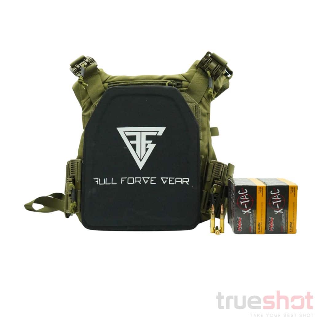 BUNDLE DEAL: Green Full Forge Gear Plate Carrier, 2 Level 3A Plates, and 200 Rounds of Ammo