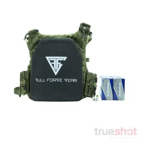 BUNDLE DEAL: Green Full Forge Gear Plate Carrier, 2 Level 3A Plates, and 500 Rounds of Ammo
