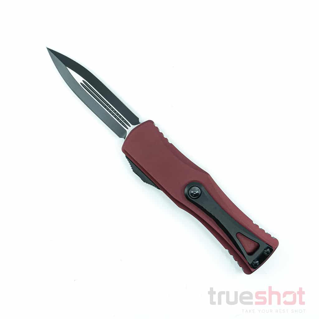 Microtech - 702-1MR - Hera - DE - Black Plain - Merlot Red Aluminum - 3.00"
