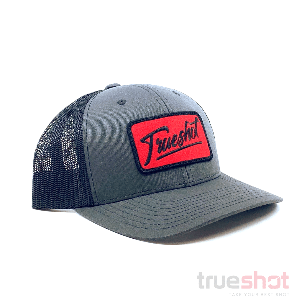 True Shot - Red Patch - Charcoal/Black - Trucker Hat