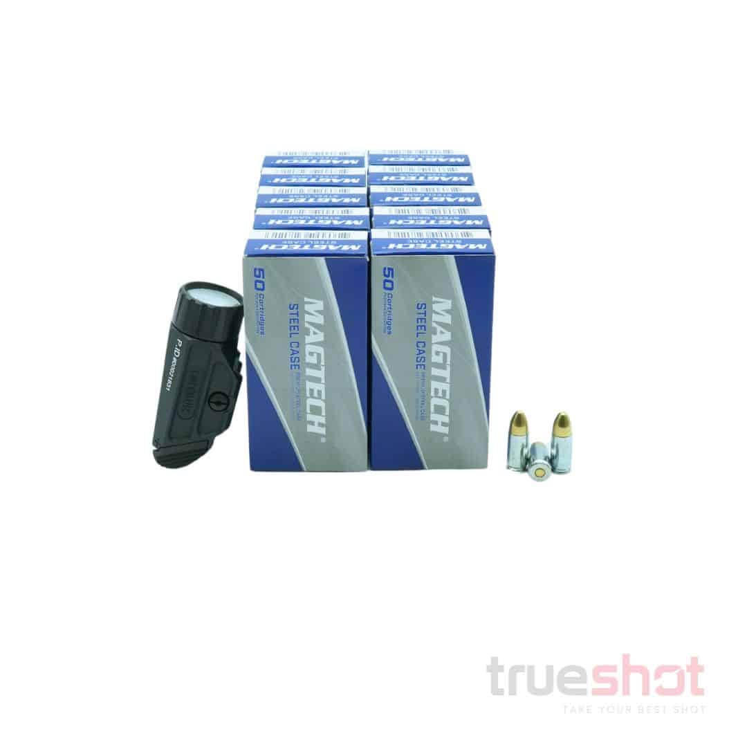 BUNDLE DEAL: Black Holosun P.ID Pistol Light and 500 Rounds of Ammo