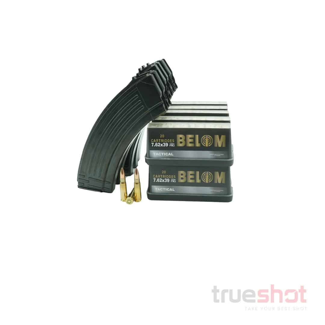 BUNDLE DEAL: 5 Black KCI Steel AK-47 Mags and 200 Rounds of Ammo