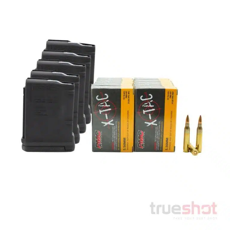 BUNDLE DEAL: CA Legal: 5 Black 10 Round Magpul AR-15 Magazine and 200 Round of Ammo