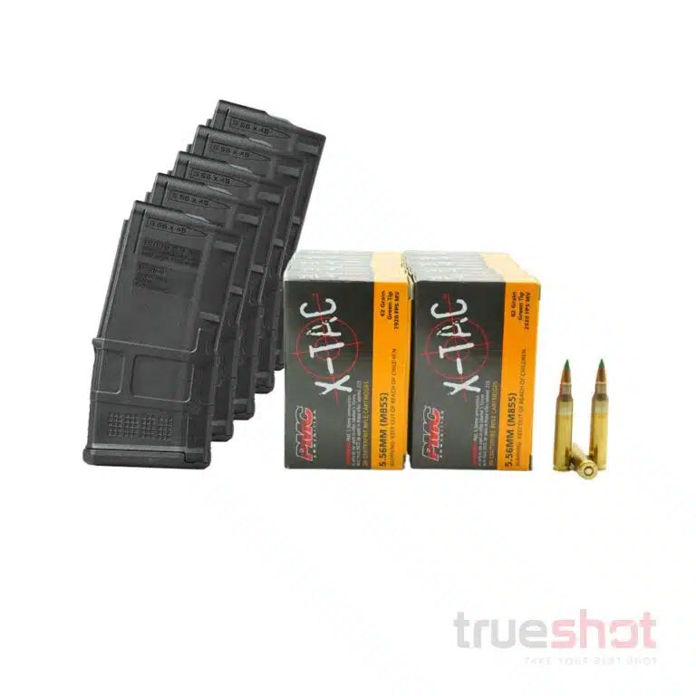 BUNDLE DEAL: 5 Black 20 Round Magpul AR-15 Magazine and 200 Rounds of Ammo