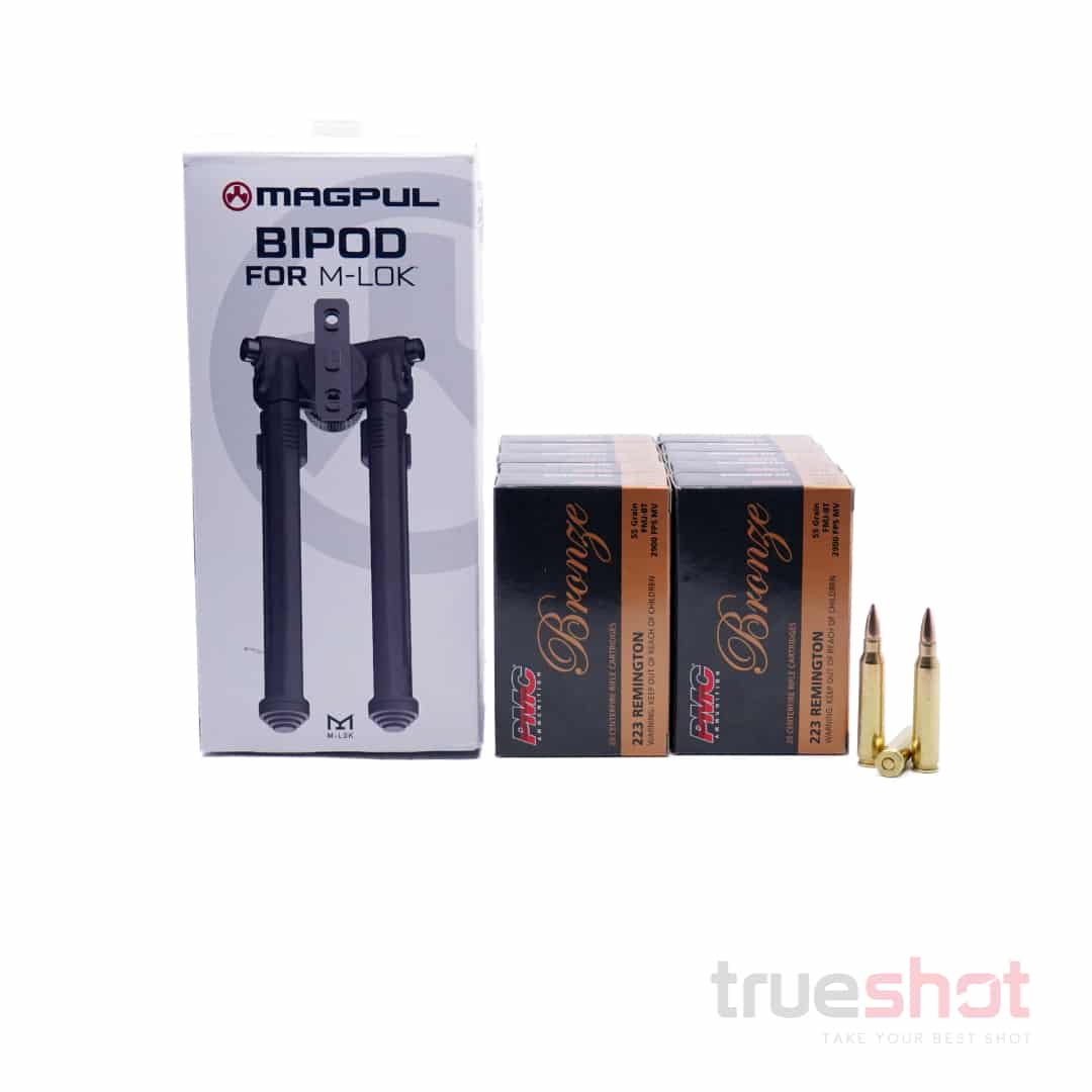 BUNDLE DEAL: Black Magpul MLOK Bipod and 200 Rounds of Ammo