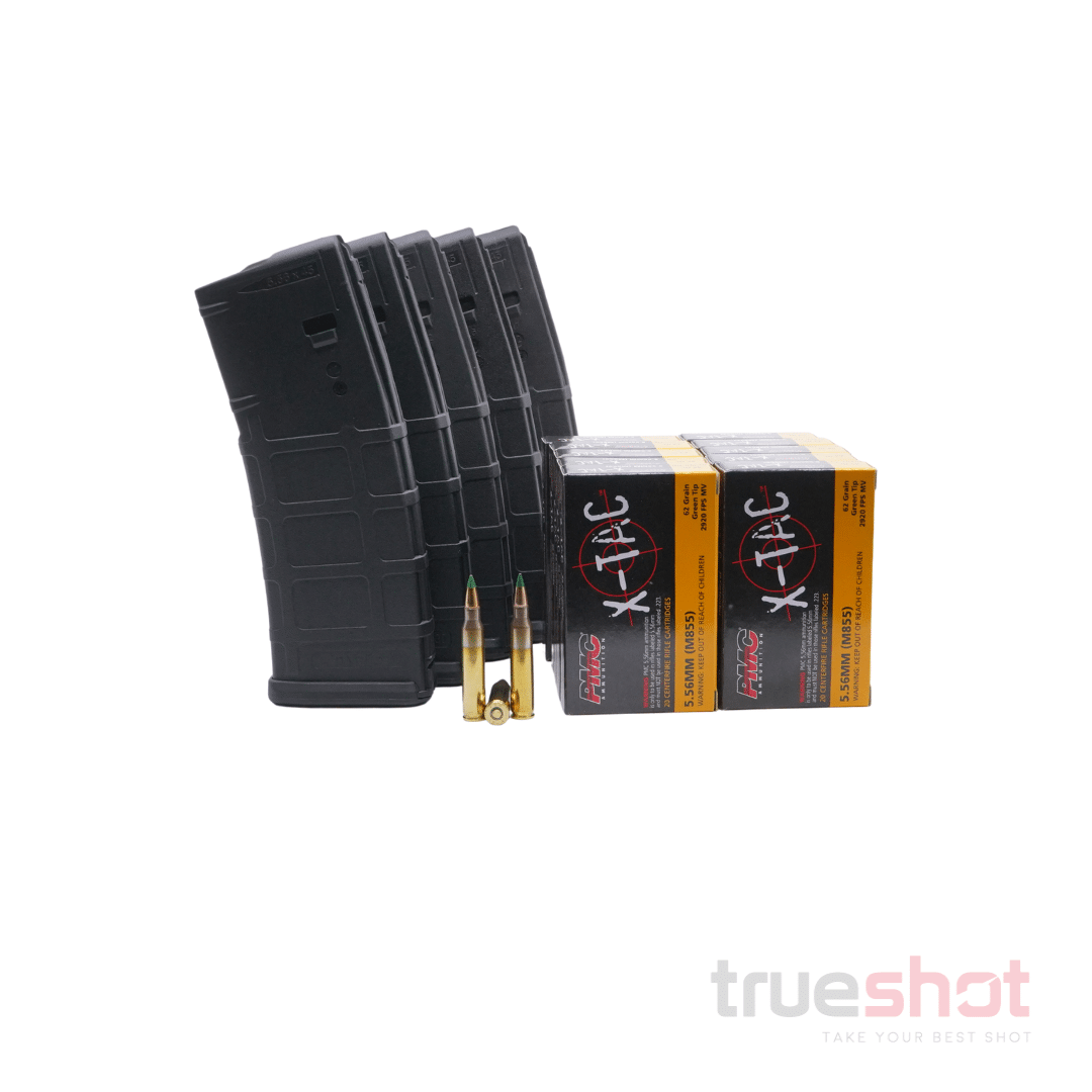 BUNDLE DEAL: 5 Black 30 Round Magpul M2 AR-15 Magazines and 200 Rounds of Ammo
