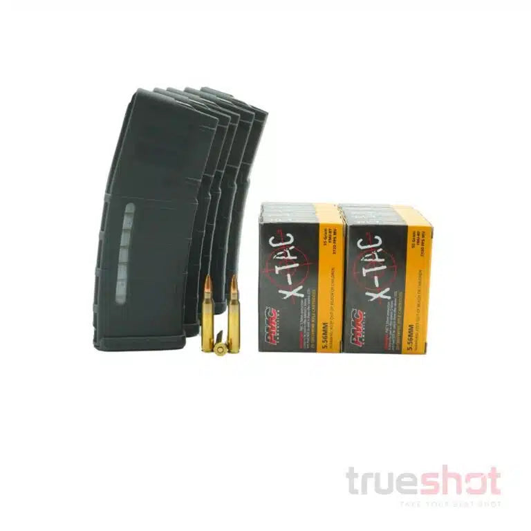 BUNDLE DEAL: 5 Black 30 Round Magpul M2 Magazines and 200 Rounds of Ammo