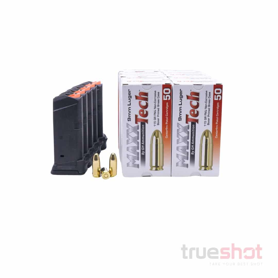 BUNDLE DEAL: 5 Black 12 Round Magpul Glock 26 Magazines and 500 Rounds of Ammo