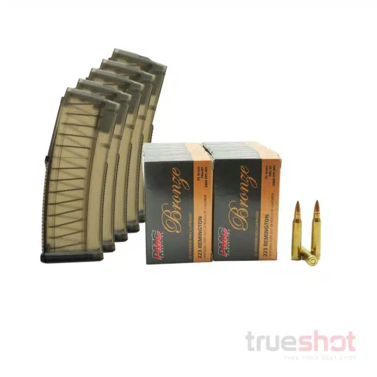 BUNDLE DEAL: 5 Translucent 30 Round Magpul TMAG AR-15 Magazine and 200 Rounds of Ammo