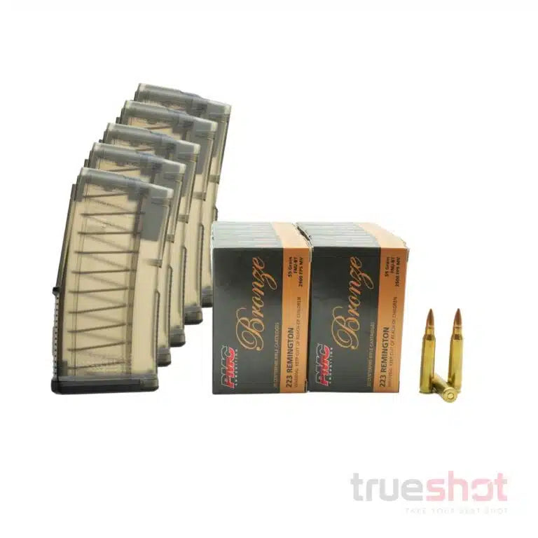 BUNDLE DEAL: 5 Translucent 20 Round Magpul TMAG AR-15 Magazine and 200 Rounds