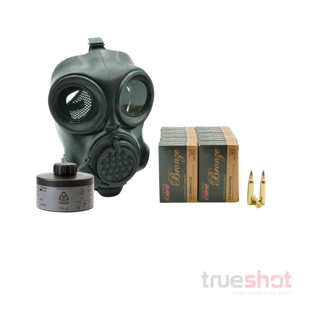 BUNDLE DEAL: Mira Safety CM-7M Gas Mask, NBC-77 Filter, and 200 Rounds of Ammo
