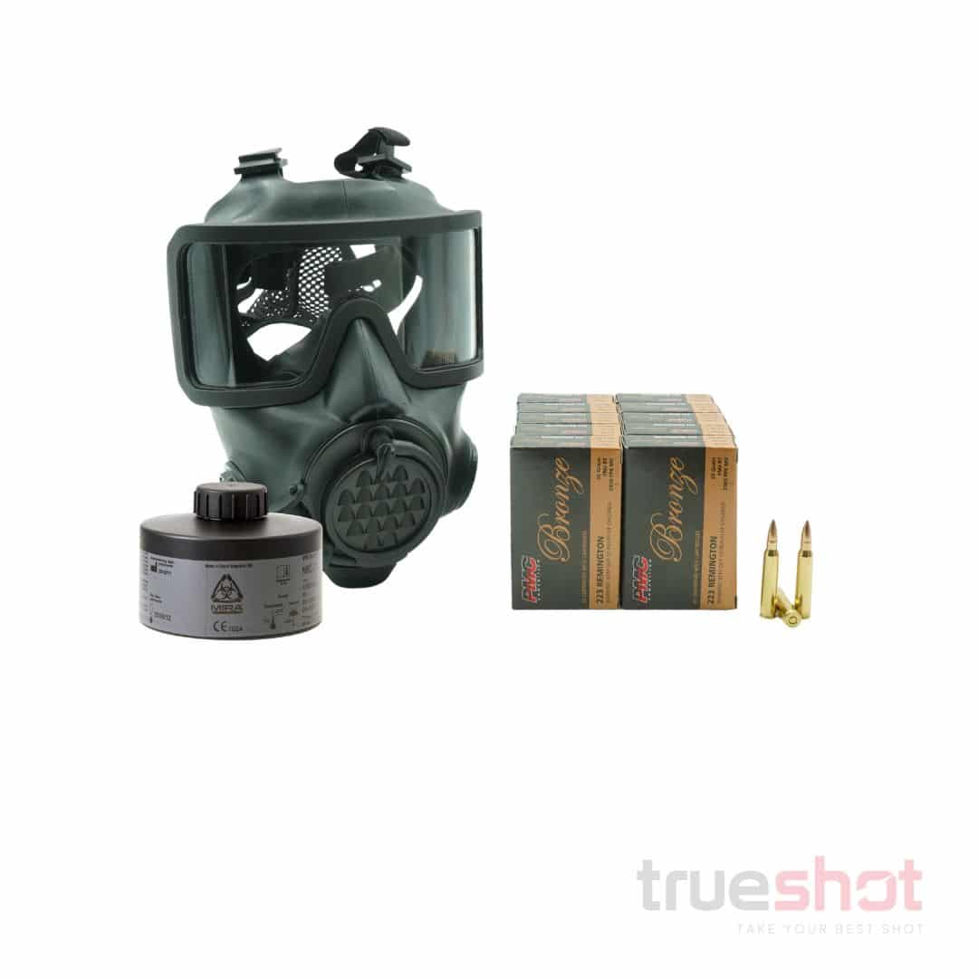 BUNDLE DEAL: Mira Safety CM-8M Gas Mask, NBC-77 Filter, and 200 Rounds of Ammo