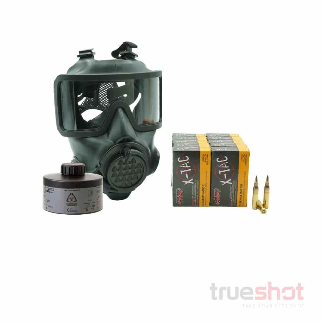 BUNDLE DEAL: Mira Safety CM-8M Gas Mask, NBC-77 Filter, and 200 Rounds of Ammo