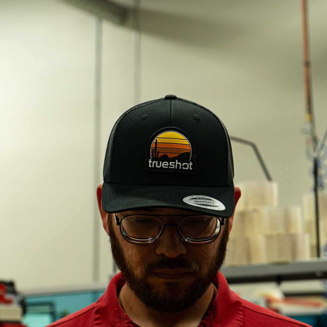 True Shot - New Sunset Retrowave Patch - Trucker Hat
