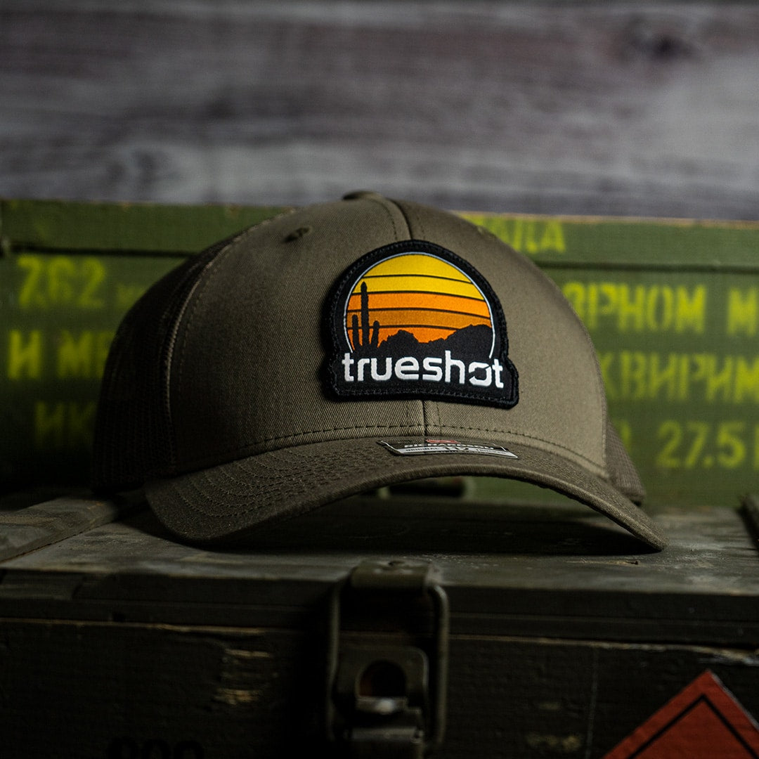 True Shot - New Sunset Retrowave Patch - Trucker Hat