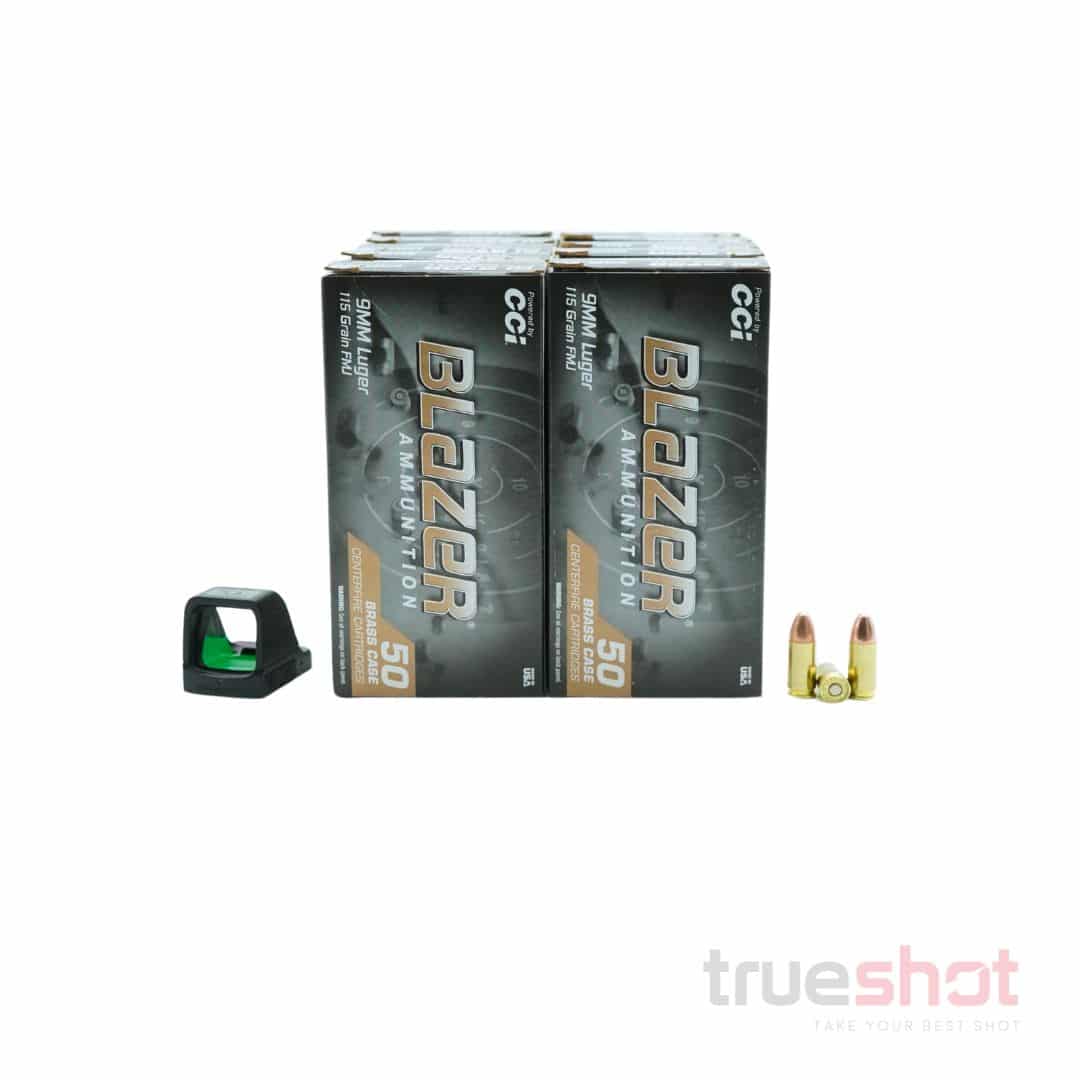 BUNDLE DEAL: Black Osight X Green Dot Pistol Sight and 500 Rounds of Ammo