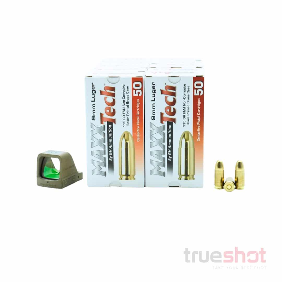 BUNDLE DEAL: Tan Osight X Green Dot Pistol and 500 Rounds of Ammo