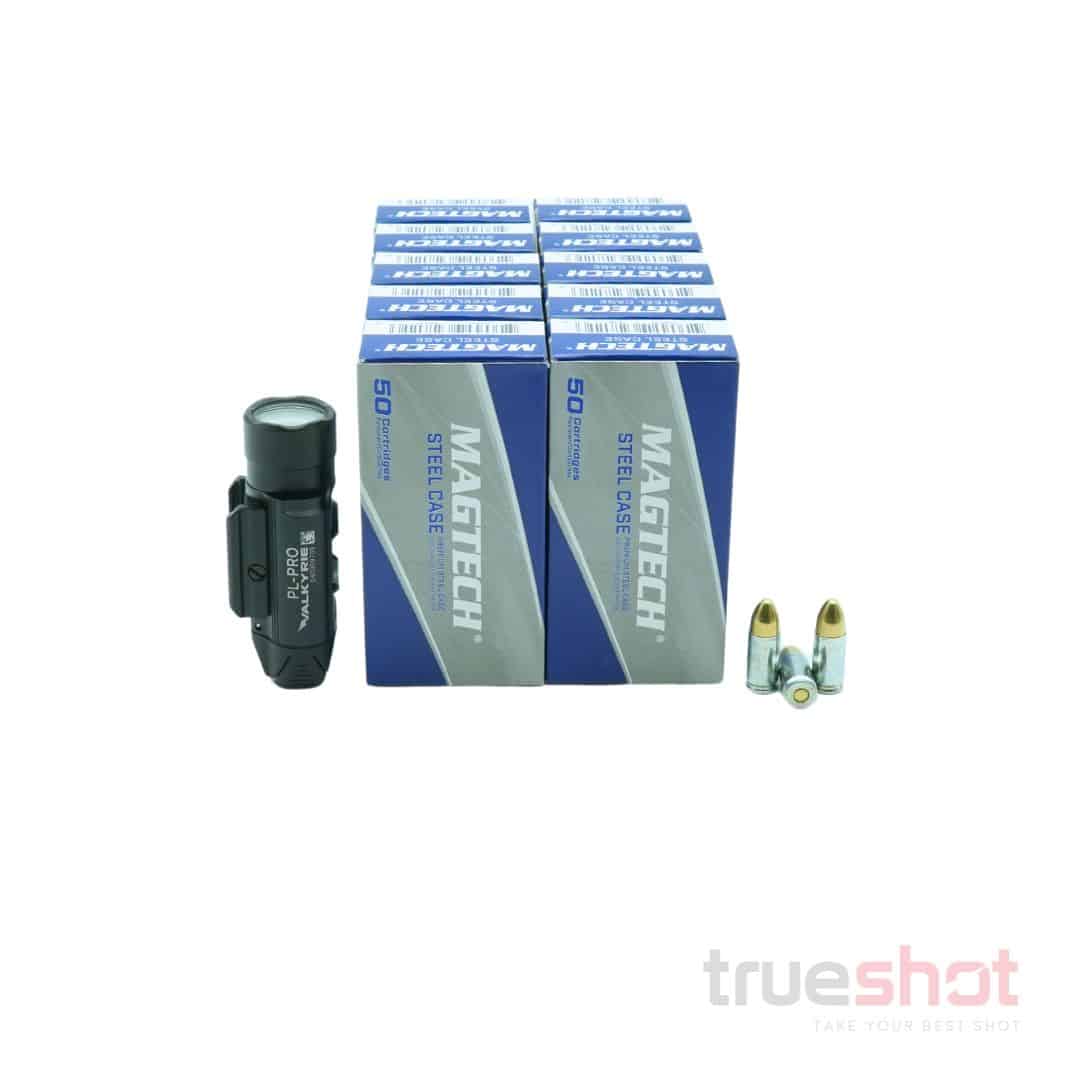 BUNDLE DEAL: Black Olight PL-Pro Valkyrie Pistol Light and 500 Rounds of Ammo