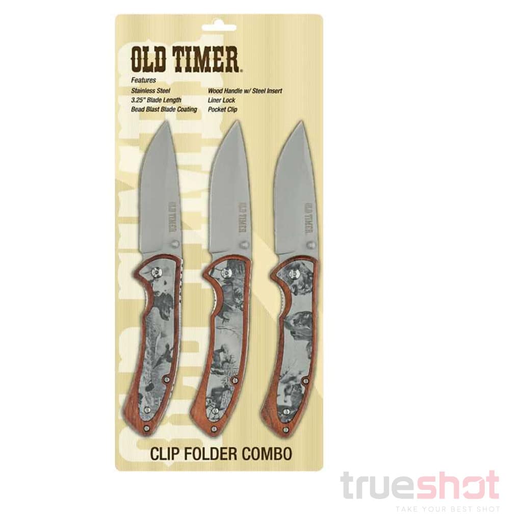 Old Timer, Brown Liner Lock, 3 Knife Pack, 2.2 Inch Blade Length