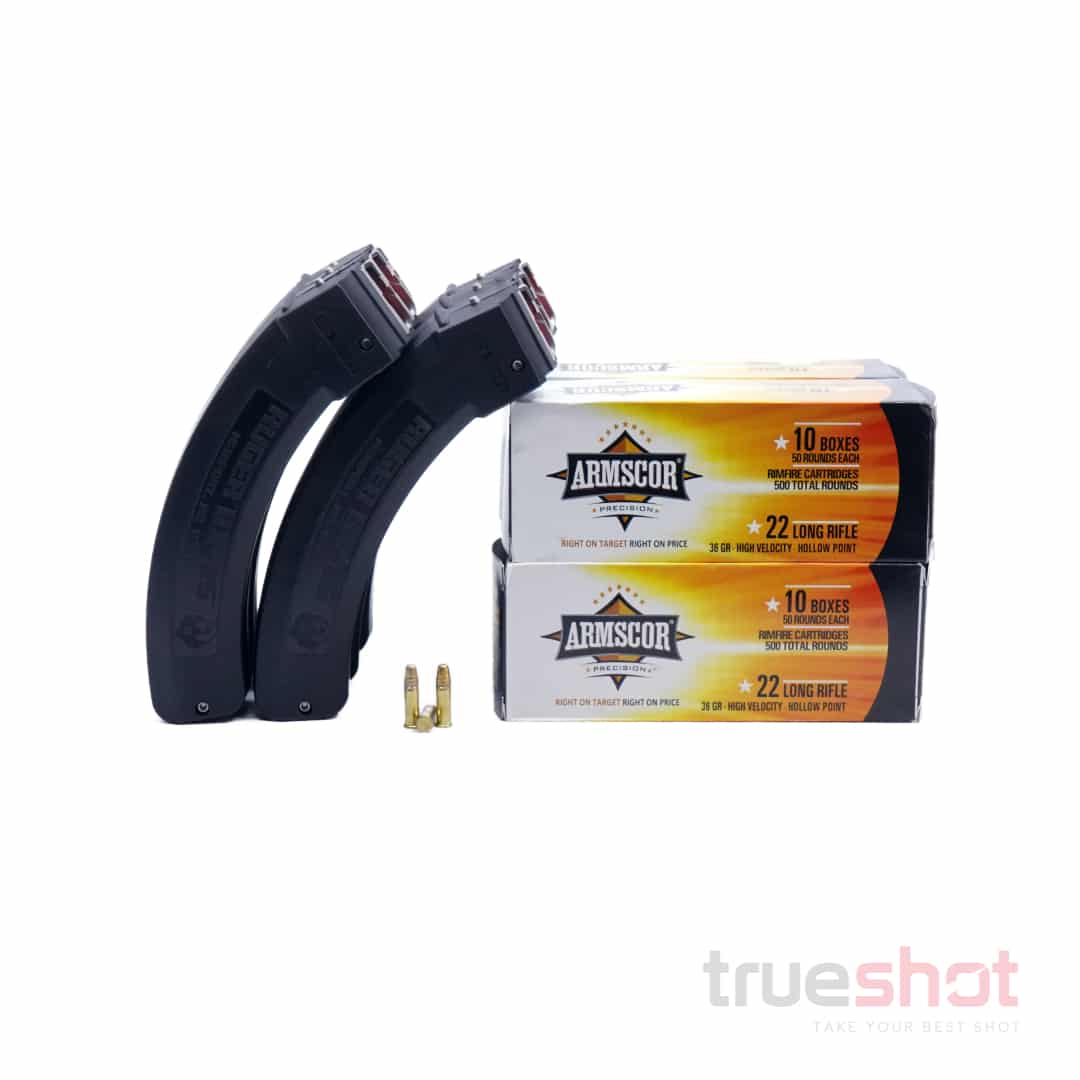BUNDLE DEAL: 6 Black 25 Round Ruger 10/22 Mags and 2000 Rounds of Ammo