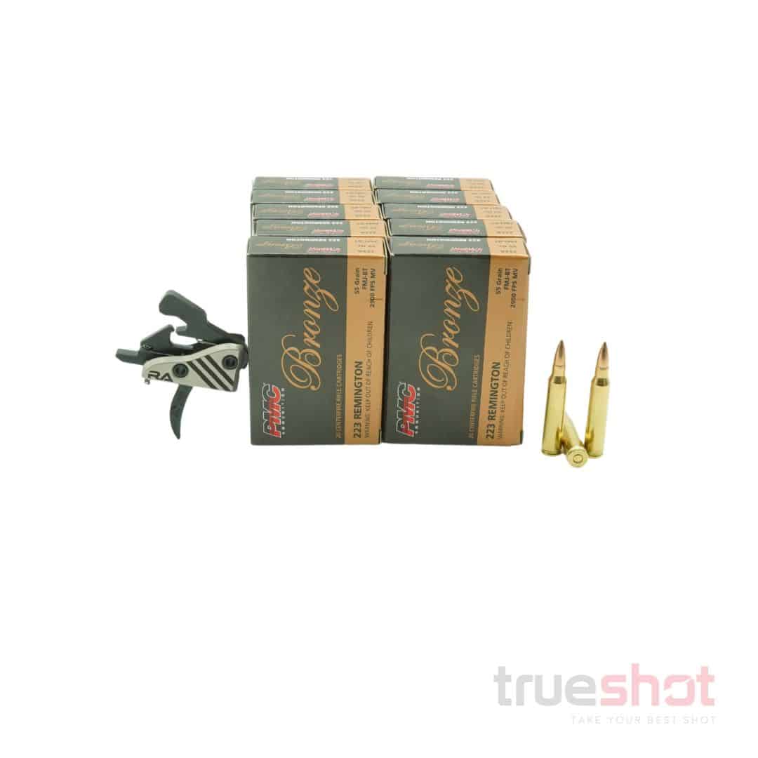 BUNDLE DEAL: Rise Blitz Curved/Flat Ultra Performance Drop in AR-15 Trigger and 200 Rounds of Ammo