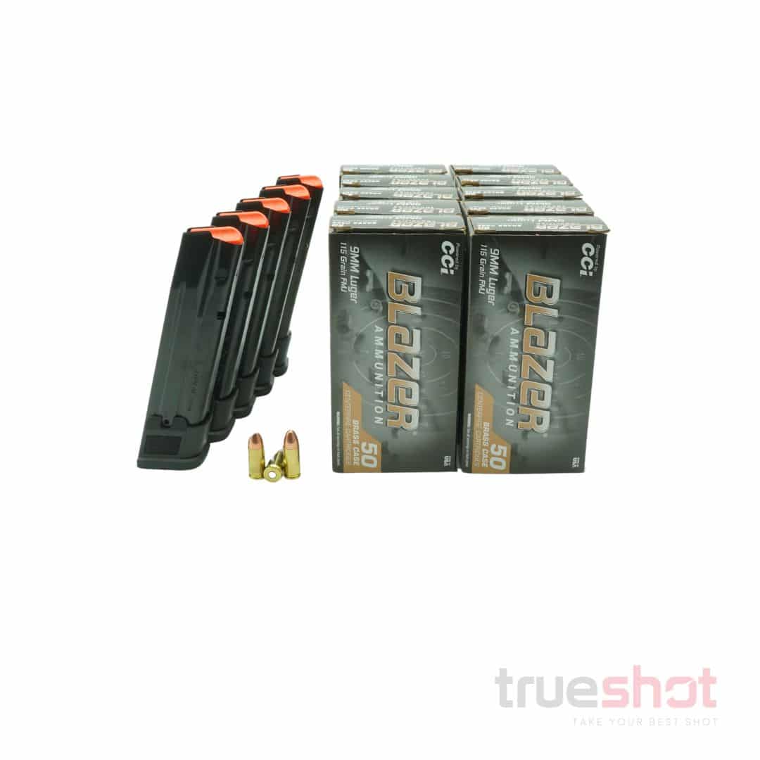 BUNDLE DEAL: 5 Black 21 Round Sig Sauer P320 Magazines and 500 Rounds of Ammo