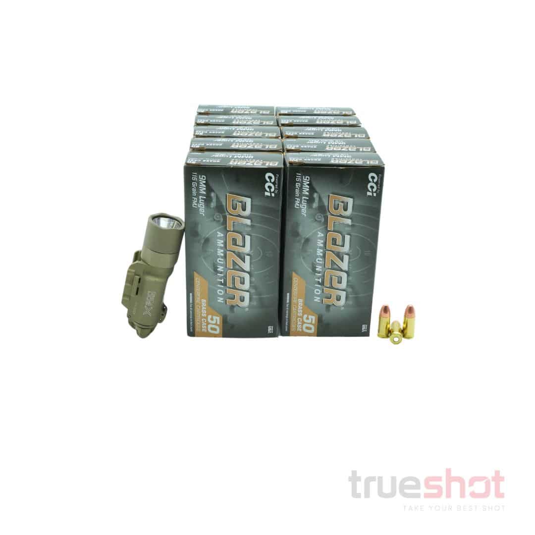 BUNDLE DEAL: Tan Surefire X300T-A Pistol Flashlight and 500 Rounds of Ammo