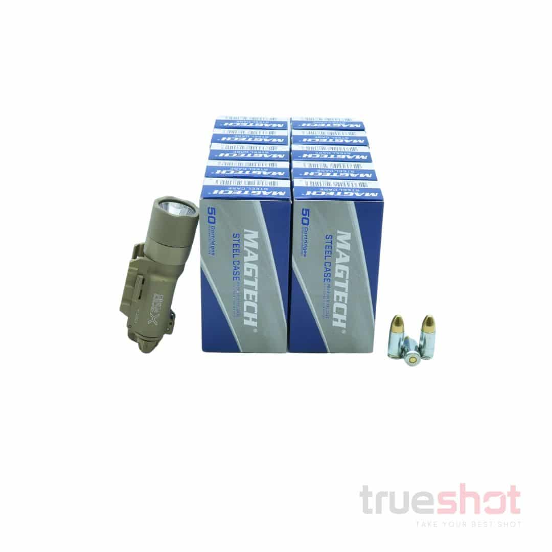BUNDLE DEAL: Tan Surefire X300T-A Pistol Flashlight and 500 Rounds of Ammo