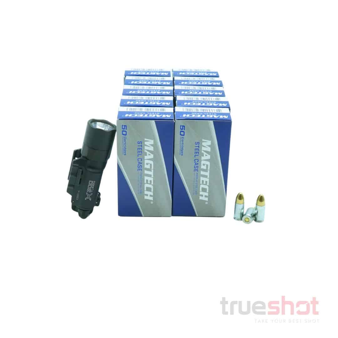 BUNDLE DEAL: Black Surefire X300T-A Pistol Flashlight and 500 Rounds of Ammo