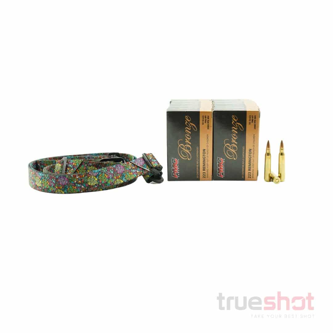 BUNDLE DEAL: Saguaro Slings True Shot Cactus Sticker QD Rifle Sling and 200 Rounds of Ammo