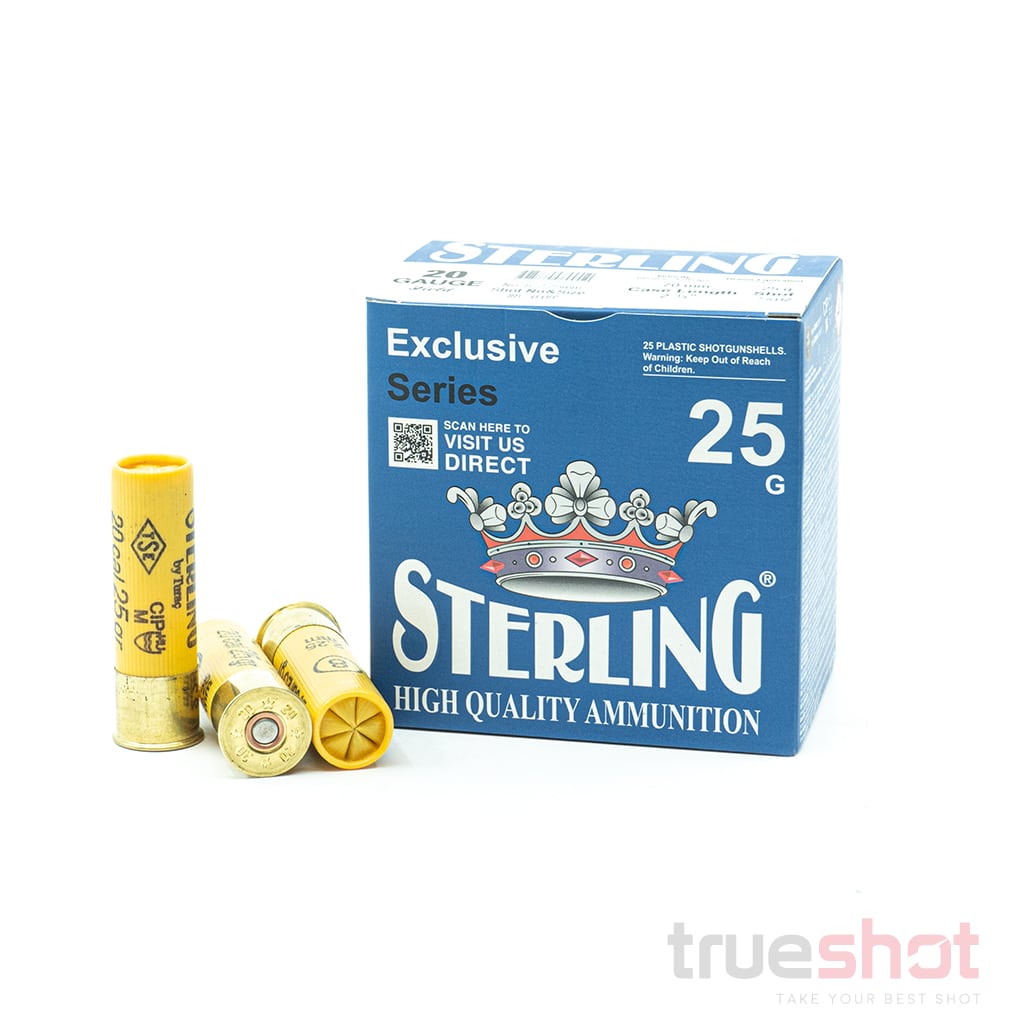 Sterling 20 Gauge Ammo, 8 Shot, 25 Round Box