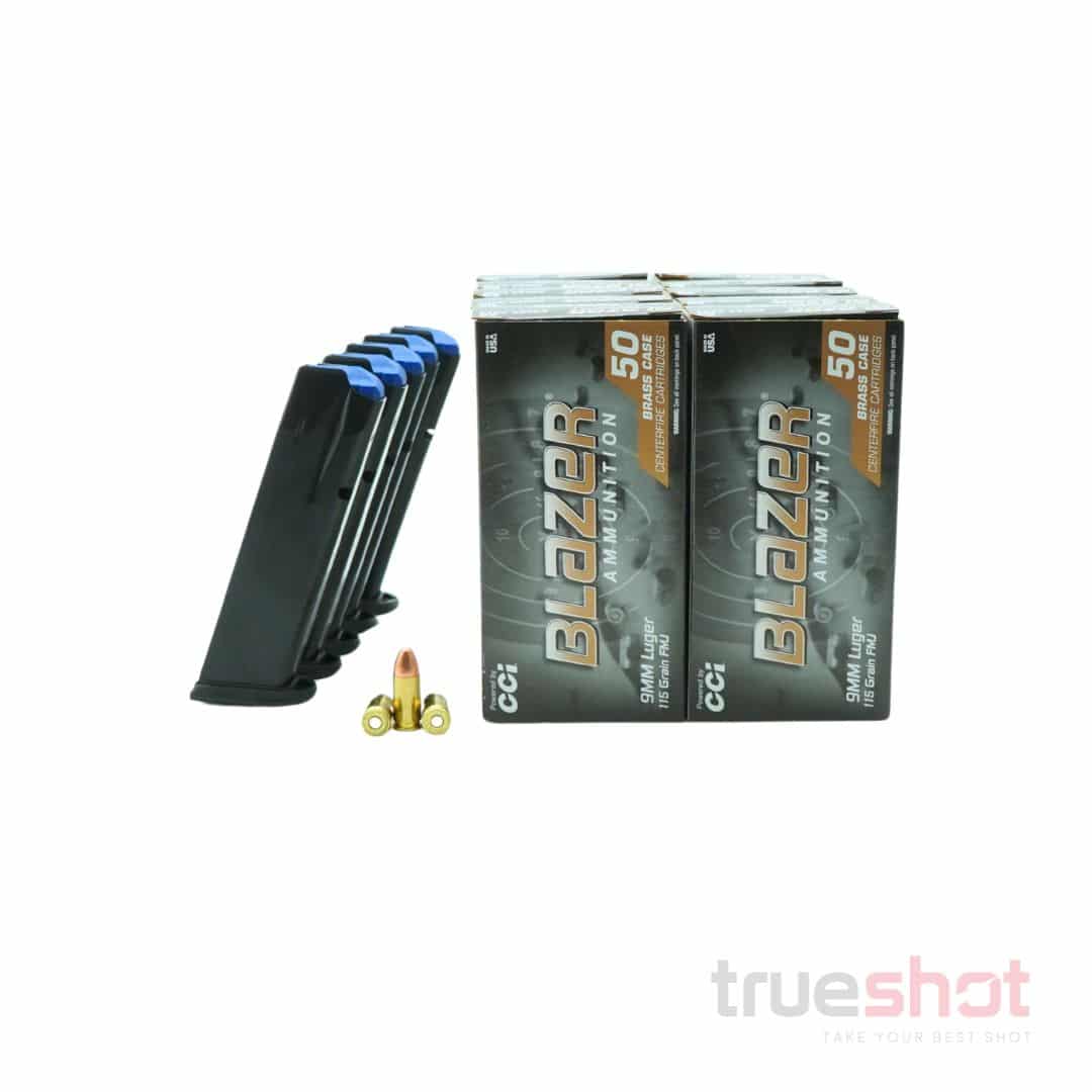 BUNDLE DEAL: 5 Black 18 Round Walther PDP Magazines and 500 Rounds of Ammo