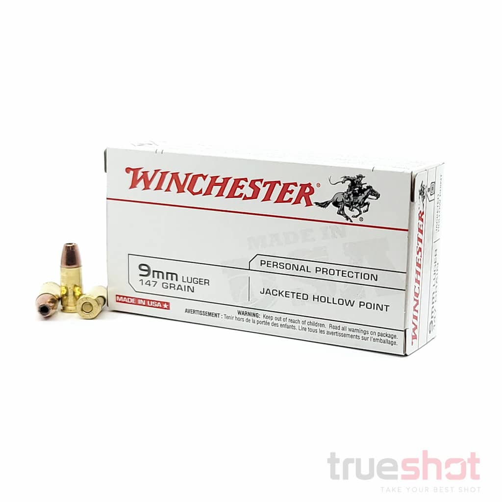 Winchester 9mm Ammo, 147 Grain, JHP, Hollow Point, 50 Round Box