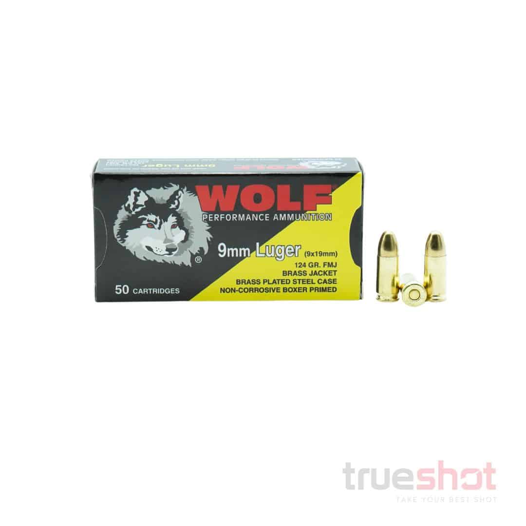 Wolf - 9mm - 124 Grain - FMJ - Steel Case (Brass Plated)