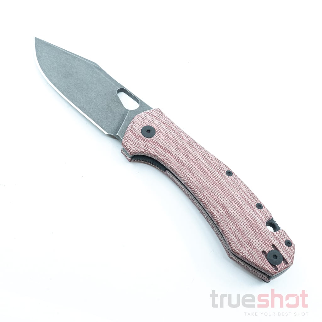 Giant Mouse ACE Grand, Red Micarta, Black Stonewash Blade, 3.4 Inch Blade Length