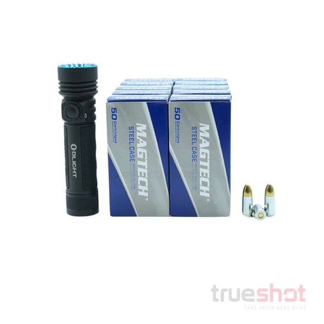 BUNDLE DEAL: Black Olight Seeker 4 Pro High Power Flashlight and 500 Rounds of Ammo