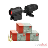 Bundle Deal: Sig Sauer - Combo Kit - Romeo-MSR Gen II - 2 MOA Red Dot - Juliet3-Micro 3X22mm Magnifier and 300 Rounds of Ammo