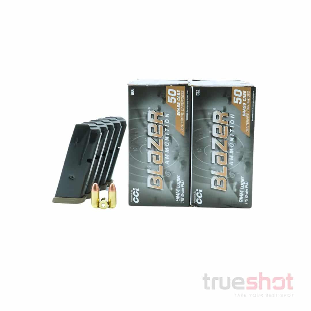 BUNDLE DEAL: 5 Black/FDE 10 Round Canik METE MC9 Magazines and 500 Rounds of Ammo