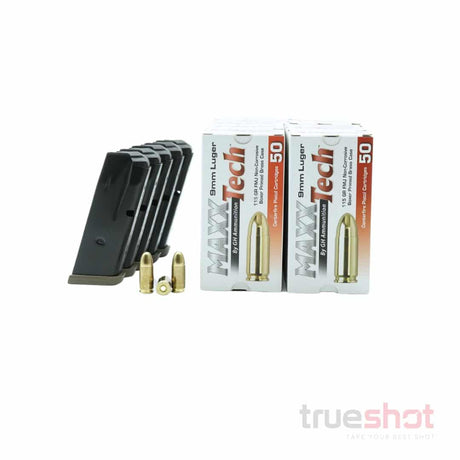 BUNDLE DEAL: 5 Black/FDE 10 Round Canik METE MC9 Magazines and 500 Rounds of Ammo